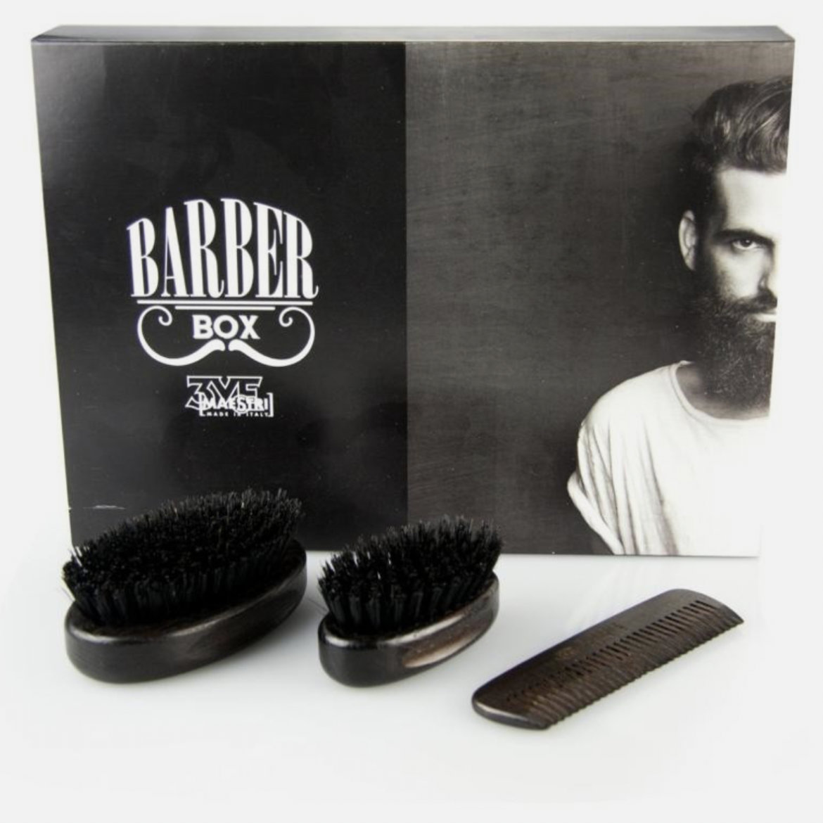 3Ve Maestri Gentleman Barber Box 2 Spazzole barba + Pettine Fitto
