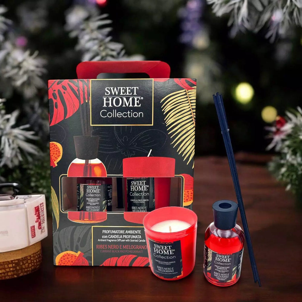 Sweet Home Profumatore Ambiente Con Candela Profumata Ribes Nero e Melograno